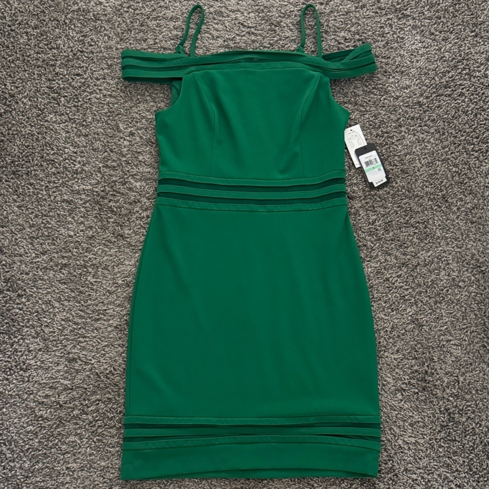 Guess Green Cold-Shoulder Mini Dress